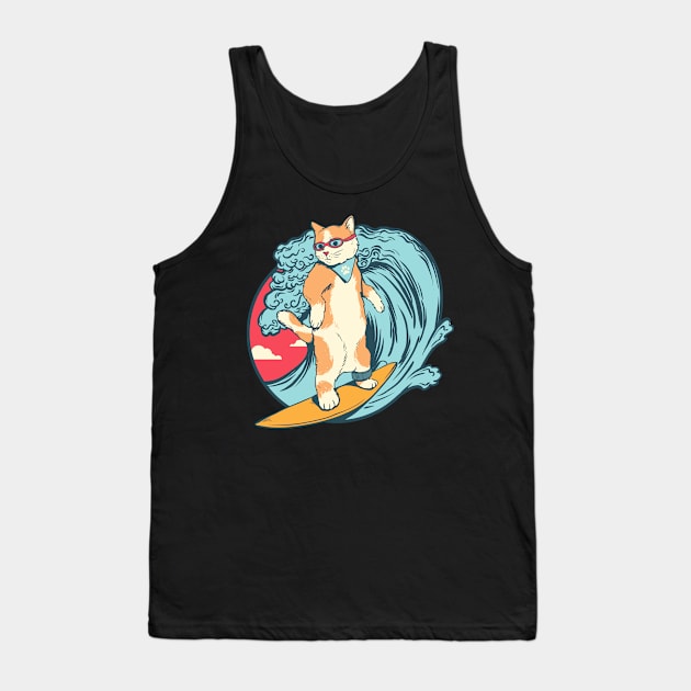 Cat surfing Tank Top by sharukhdesign